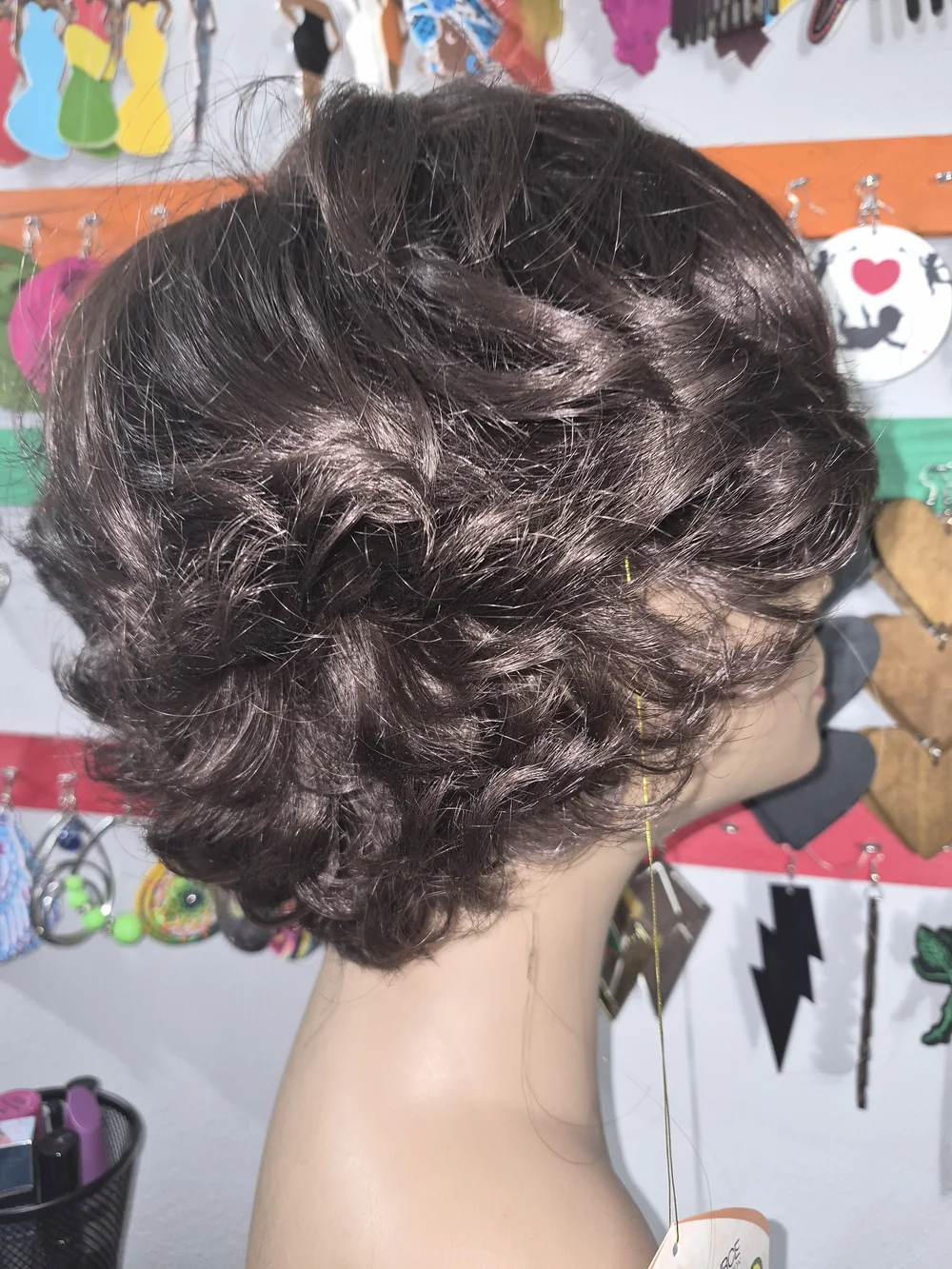 Classic Short Brown Wig with Soft Waves - Women Hair